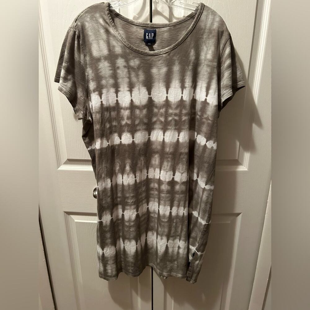 GAP Green T-Shirt Dress, Tie-Dye Cotton Jersey Stretch, Knee Length, XXL